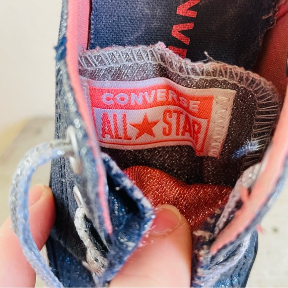 Kids Converse All Star Blue Glitter Low Top Sneakers - Picture 8 of 11